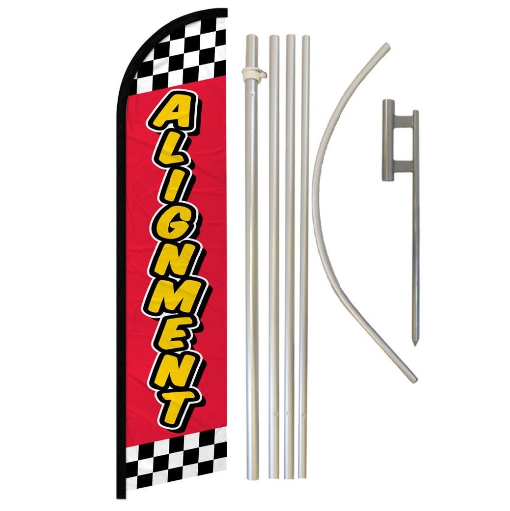 Alignment (Red Checkered) Windless Banner Flag & Pole Kit - Flags Importer