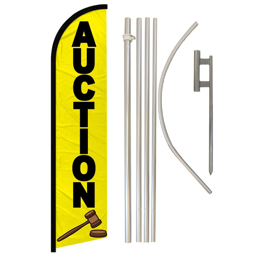 Auction Windless Banner Flag & Pole Kit - Flags Importer