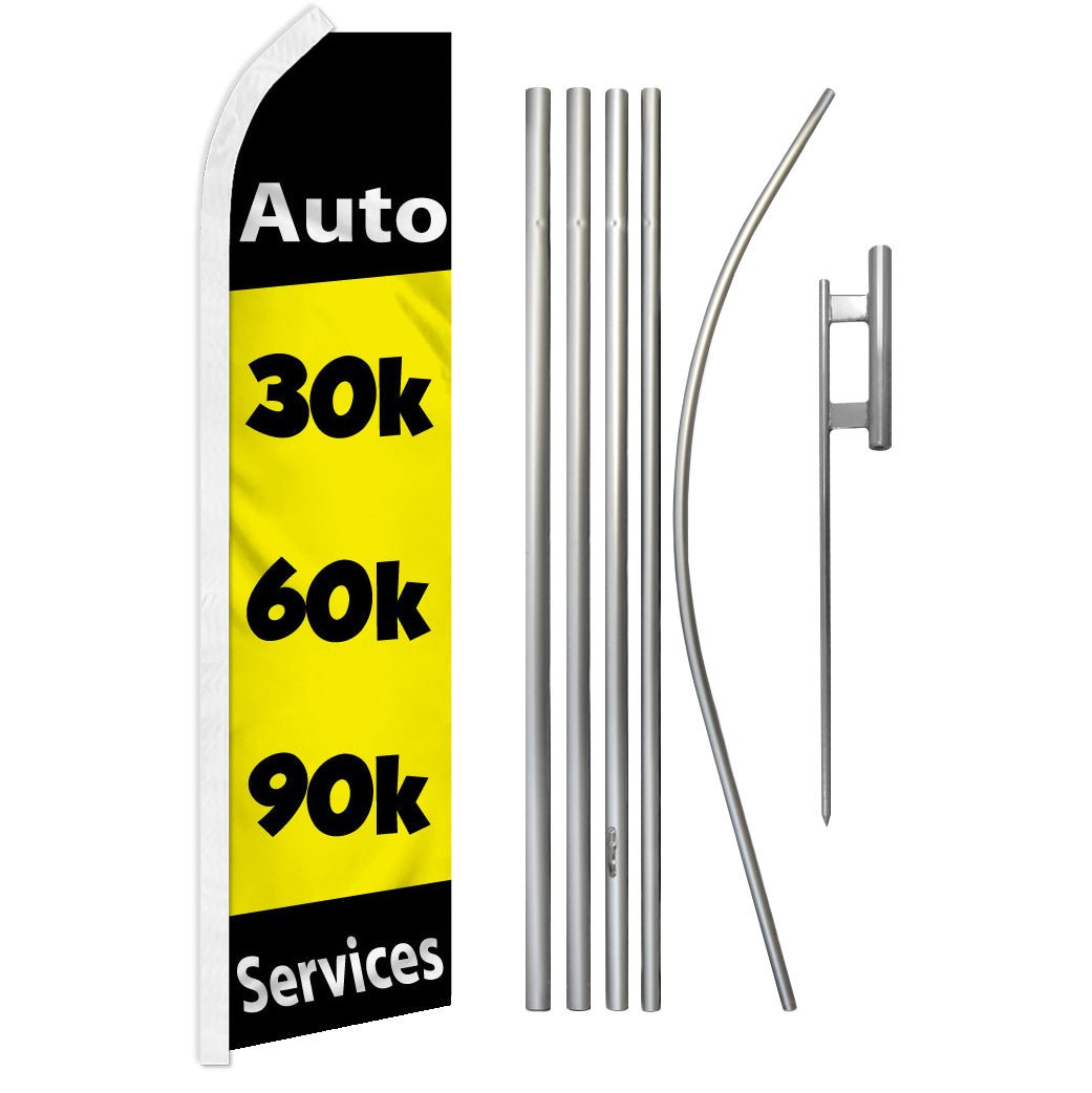 Auto 30k60k90k Services Super Flag & Pole Kit - Flags Importer