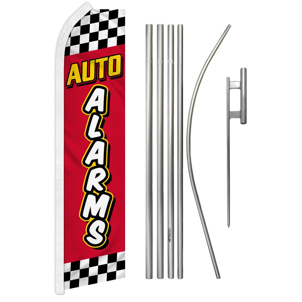 Auto Alarms (Red Checkered) Super Flag & Pole Kit - Flags Importer