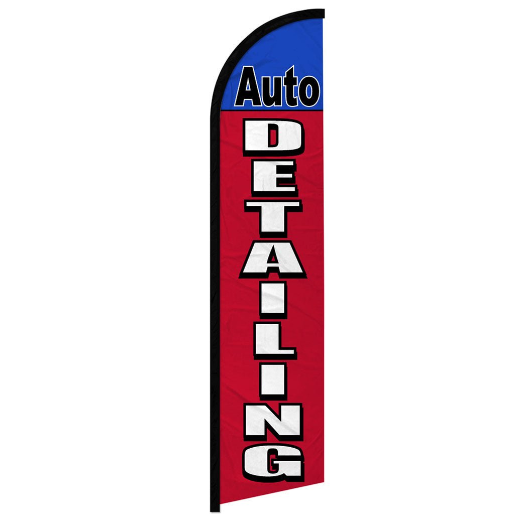 Auto Detailing (Red & Blue) Windless Banner Flag - Flags Importer