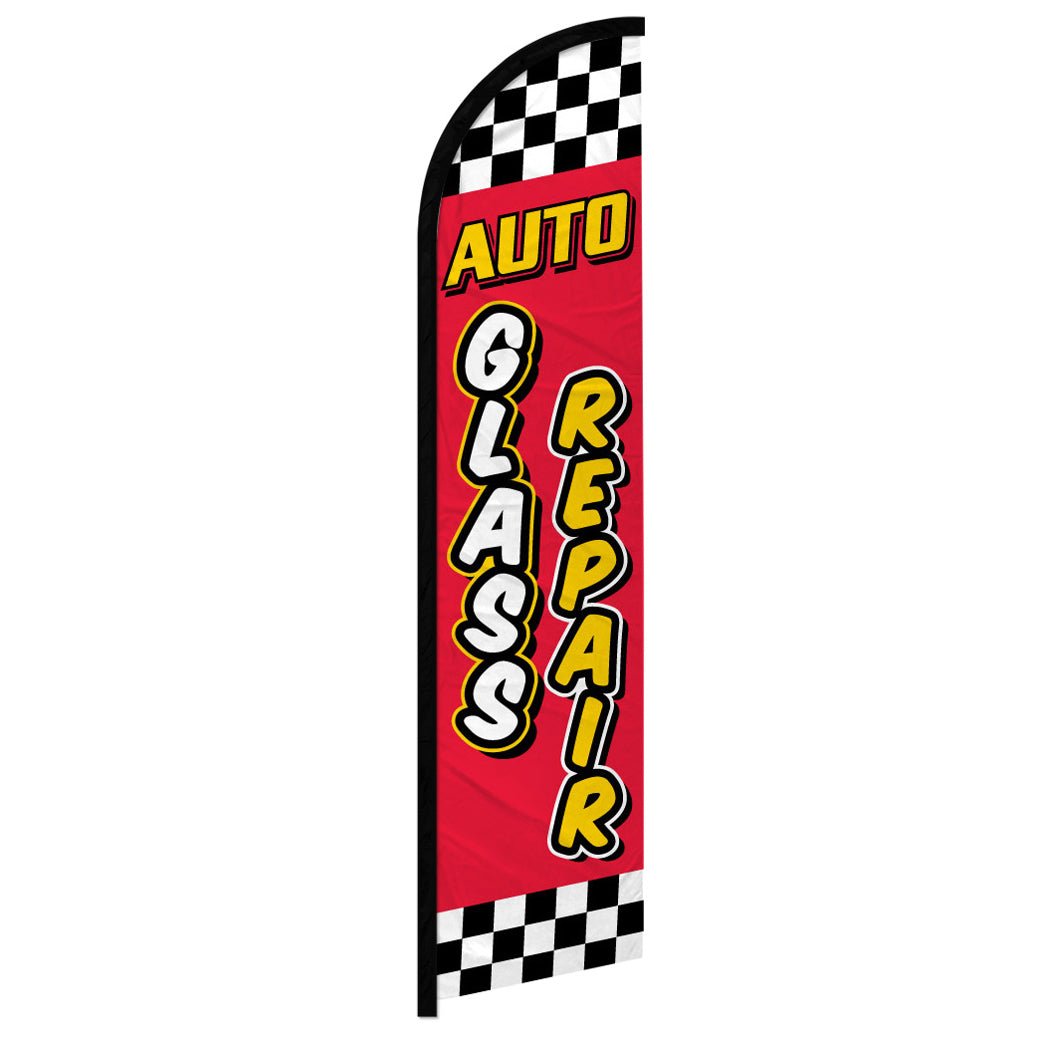 Auto Glass Repair (Red & Yellow) Windless Banner Flag - Flags Importer