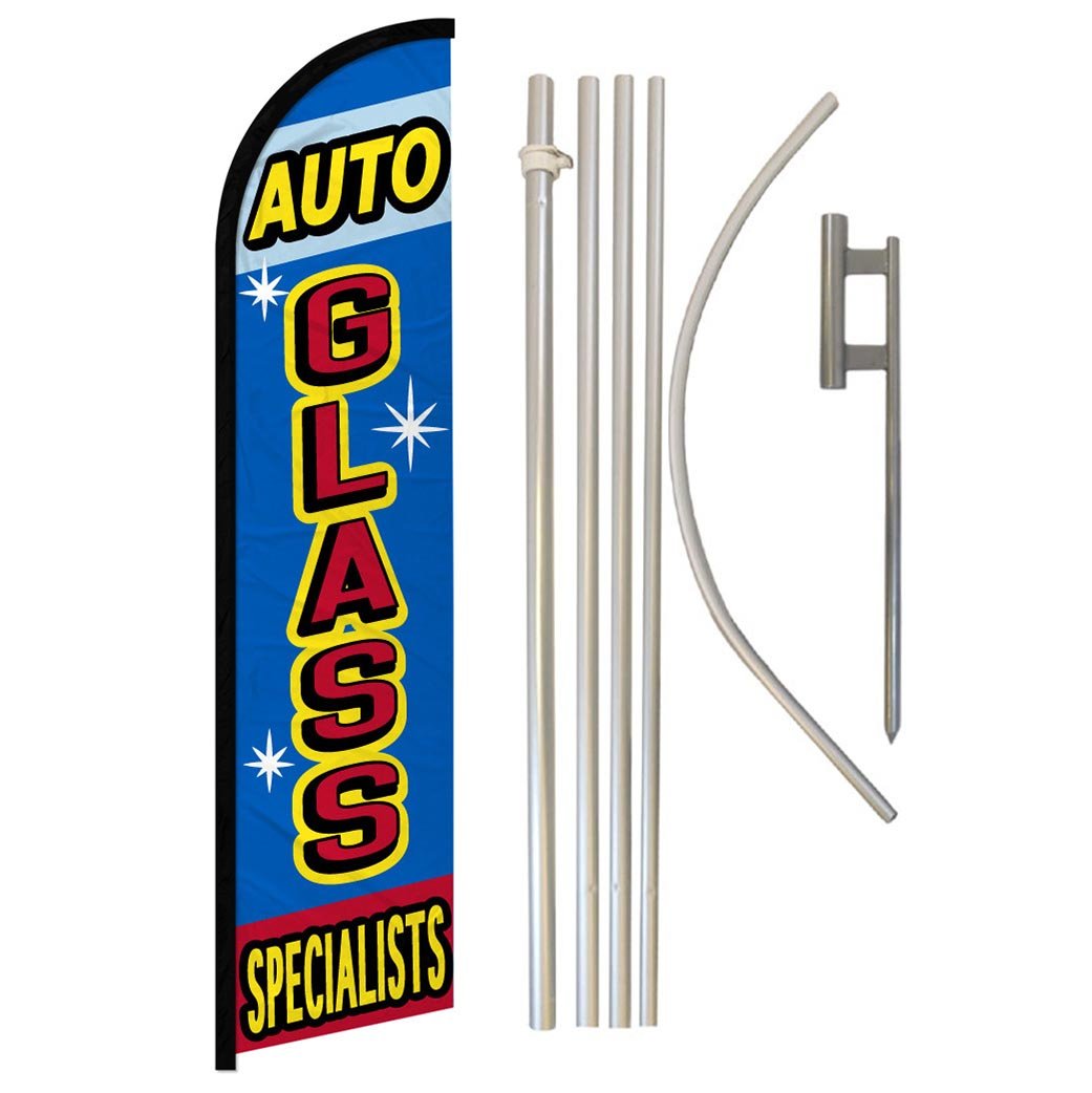 Auto Glass Specialists Windless Banner Flag & Pole Kit - Flags Importer