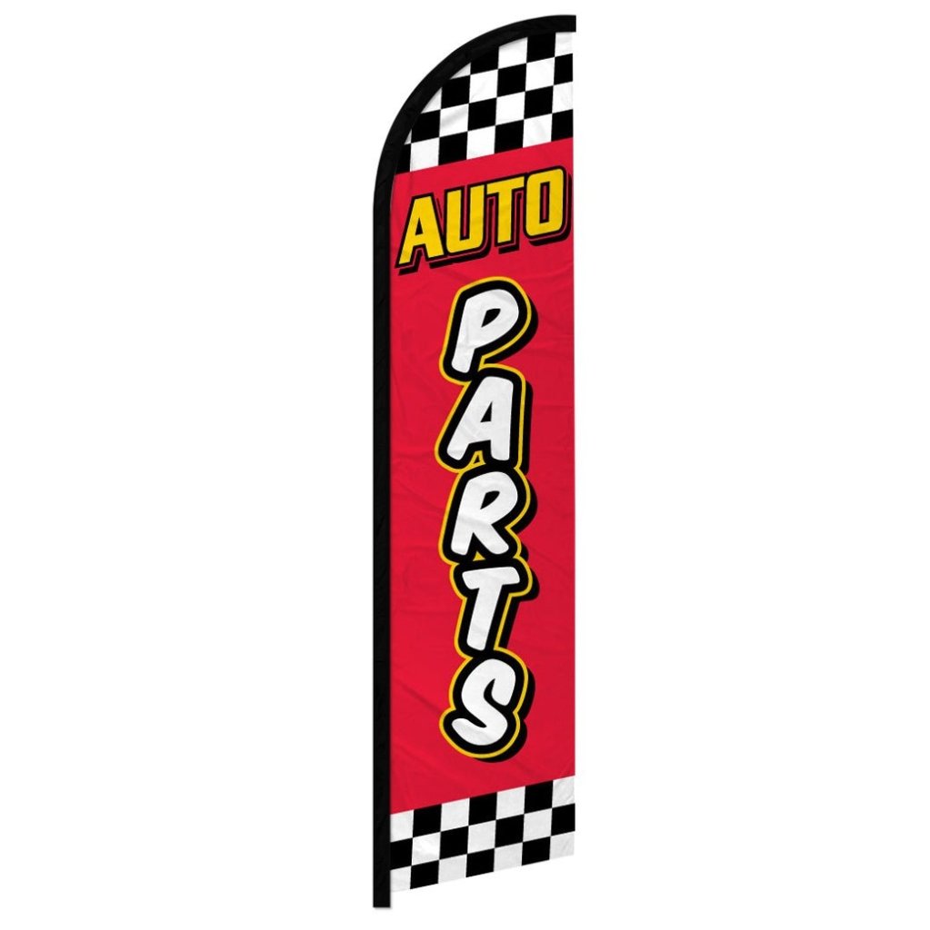 Auto Parts (Red Checkered) Windless Banner Flag - Flags Importer