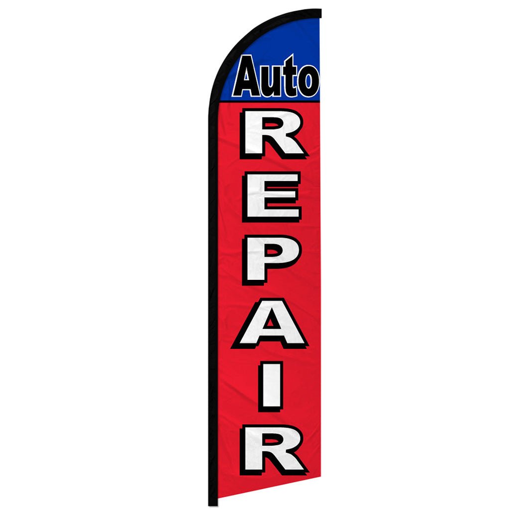 Auto Repair (Red & Blue) Windless Banner Flag - Flags Importer