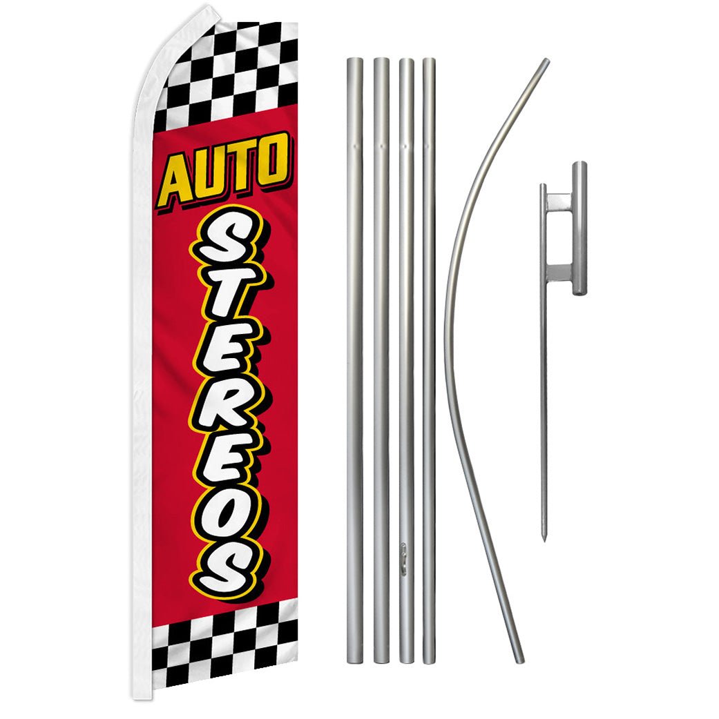 Auto Stereos (Red Checkered) Super Flag & Pole Kit - Flags Importer