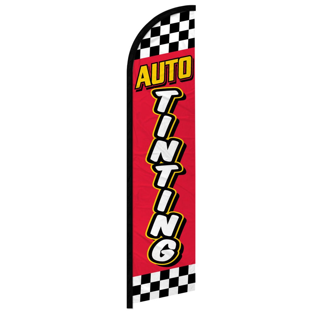 Auto Tinting (Red Checkered) Windless Banner Flag - Flags Importer