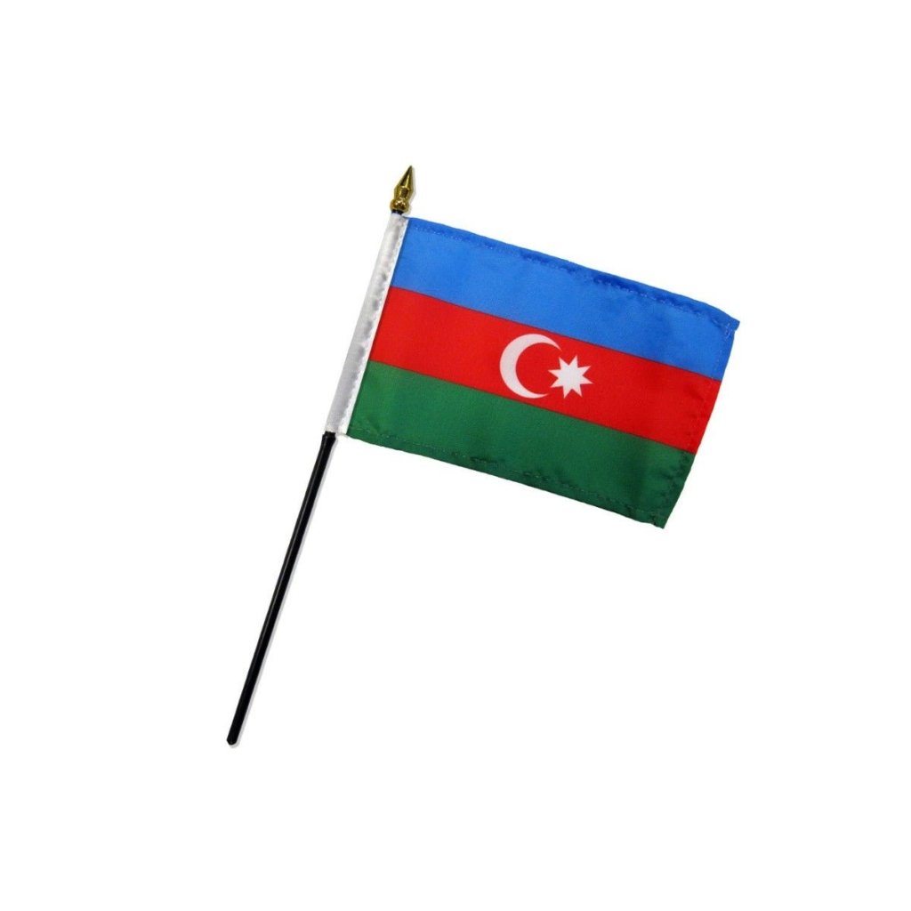 Azerbaijan 4x6in Stick Flag - Flags Importer