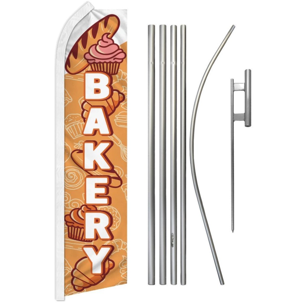 Bakery (White) Super Flag & Pole Kit - Flags Importer