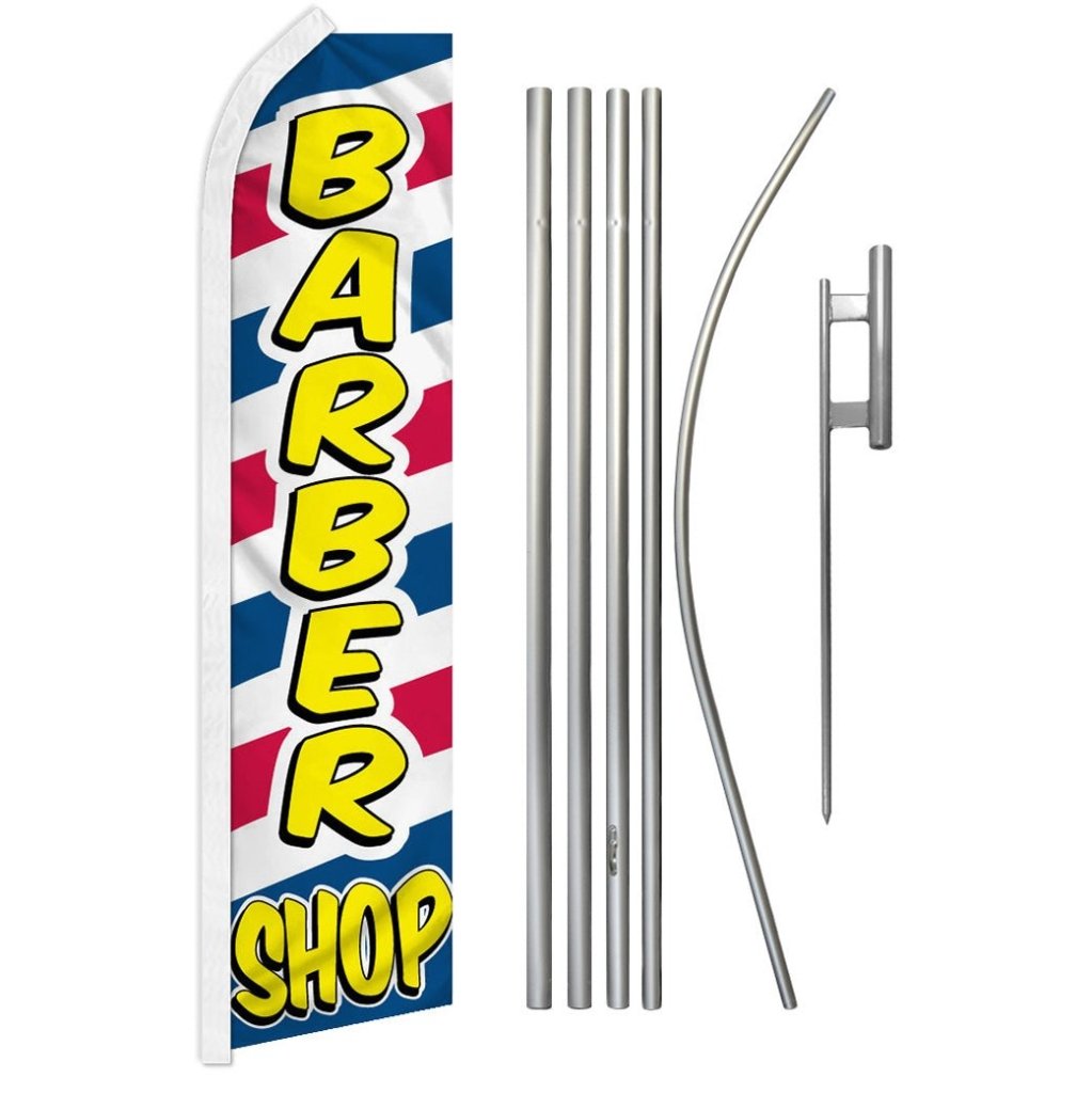 Barber Shop (Letters) Super Flag & Pole Kit - Flags Importer