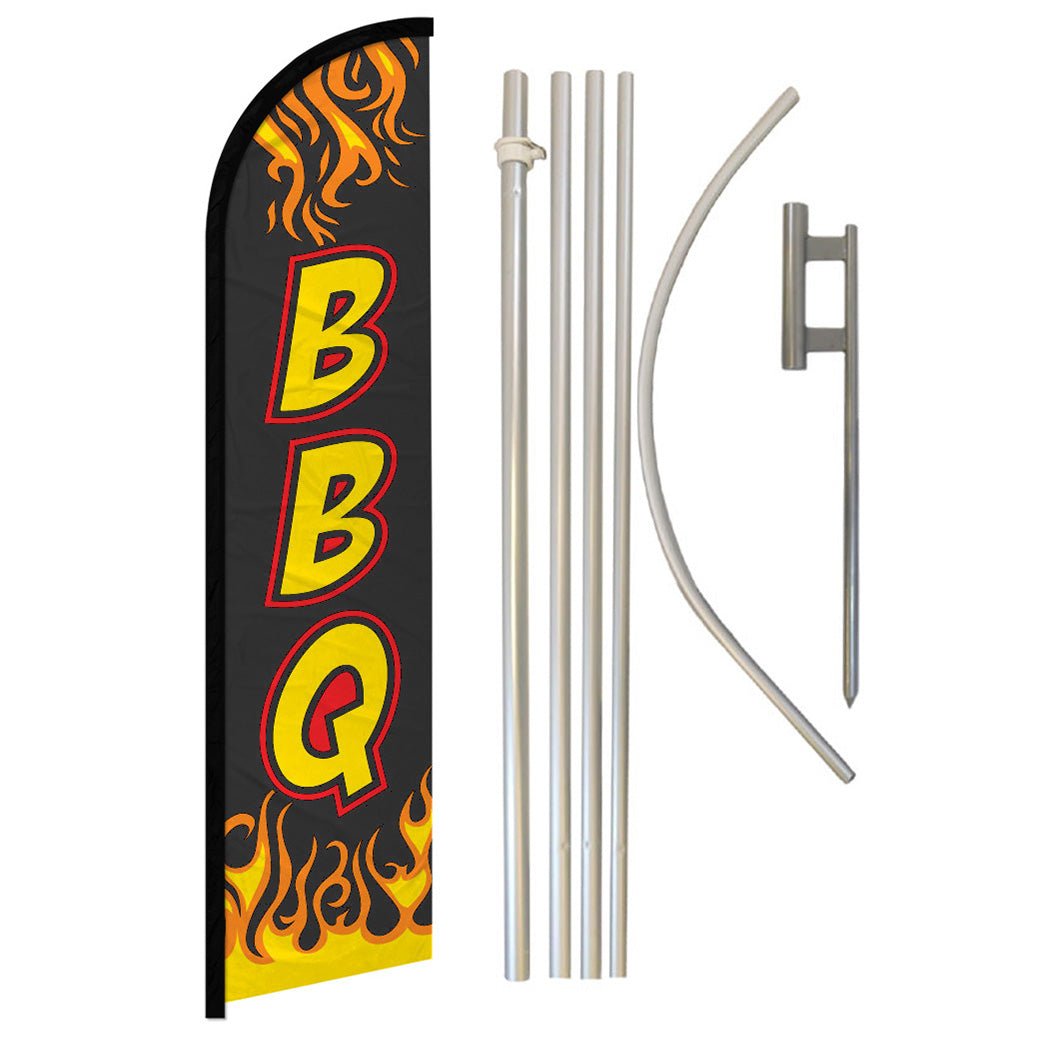 BBQ (Black) Windless Banner Flag & Pole Kit - Flags Importer