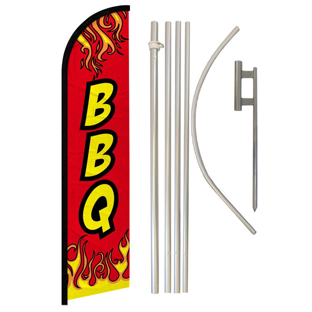 BBQ (Red) Windless Banner Flag & Pole Kit - Flags Importer