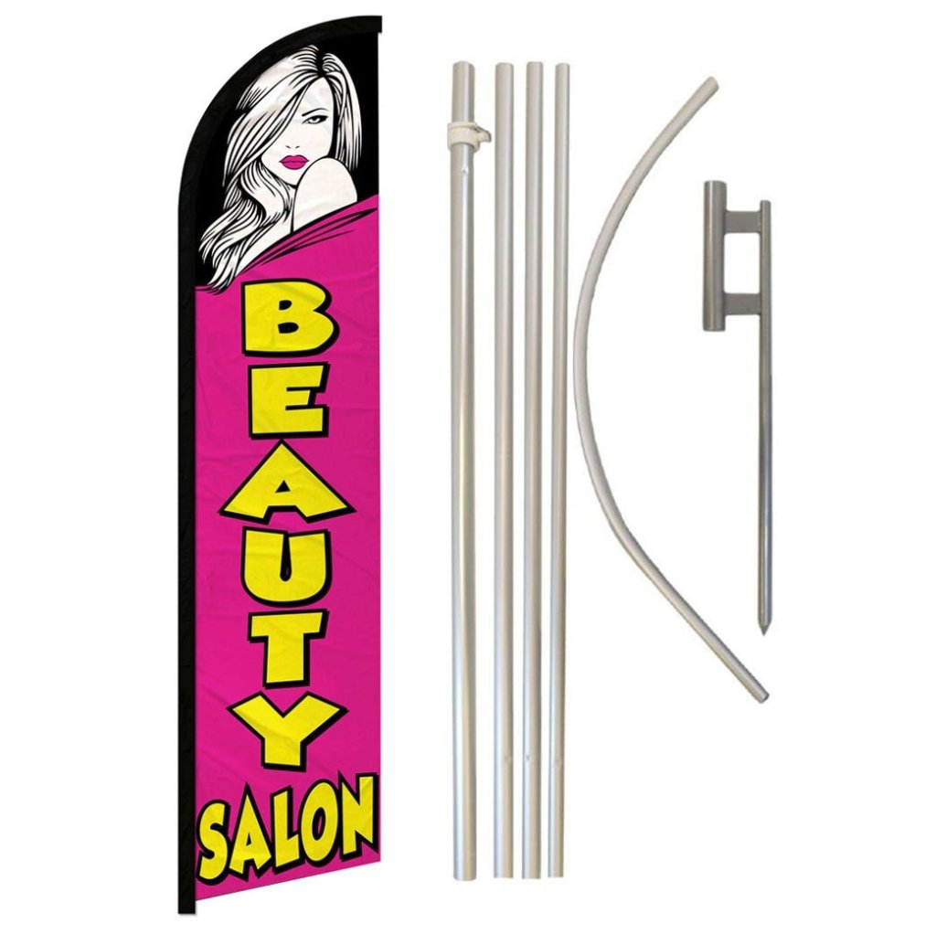 Beauty Salon Windless Banner Flag & Pole Kit - Flags Importer