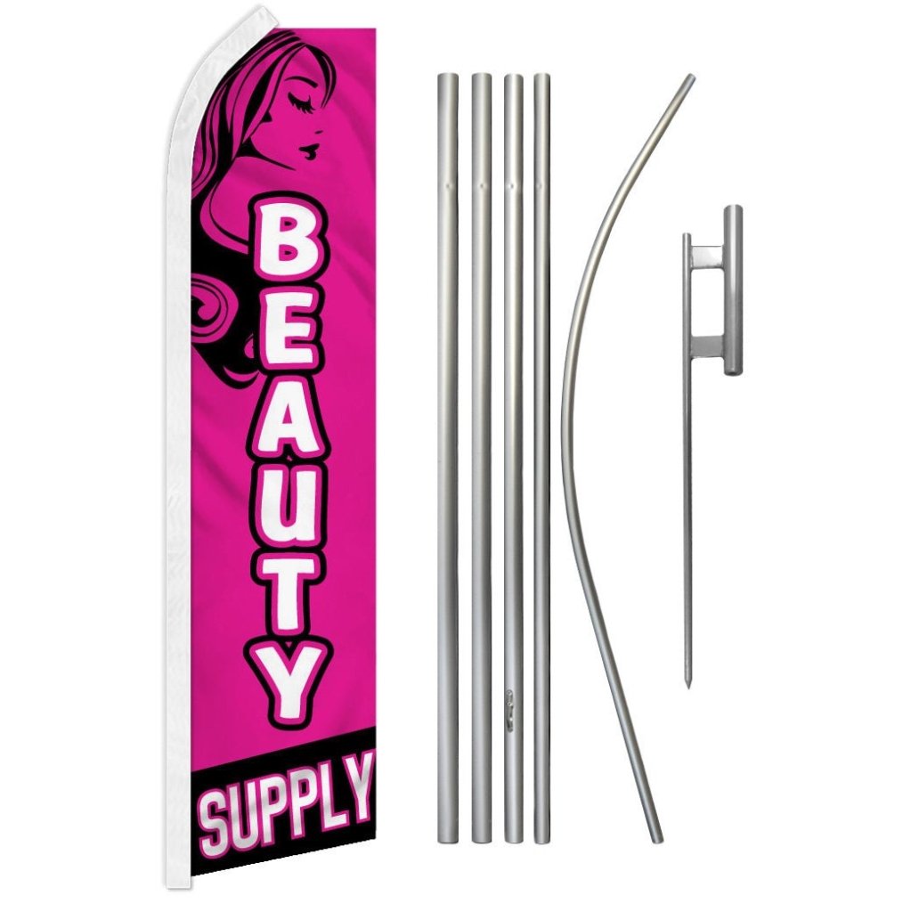 Beauty Supply Super Flag & Pole Kit - Flags Importer