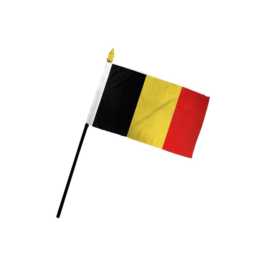 Belgium 4x6in Stick Flag - Flags Importer