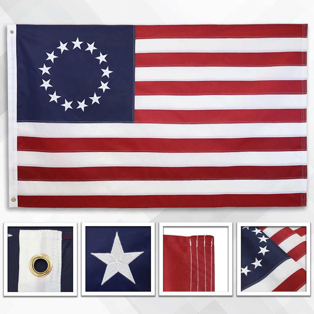 Betsy Ross Embroidered Flag 3x5ft - Flags Importer