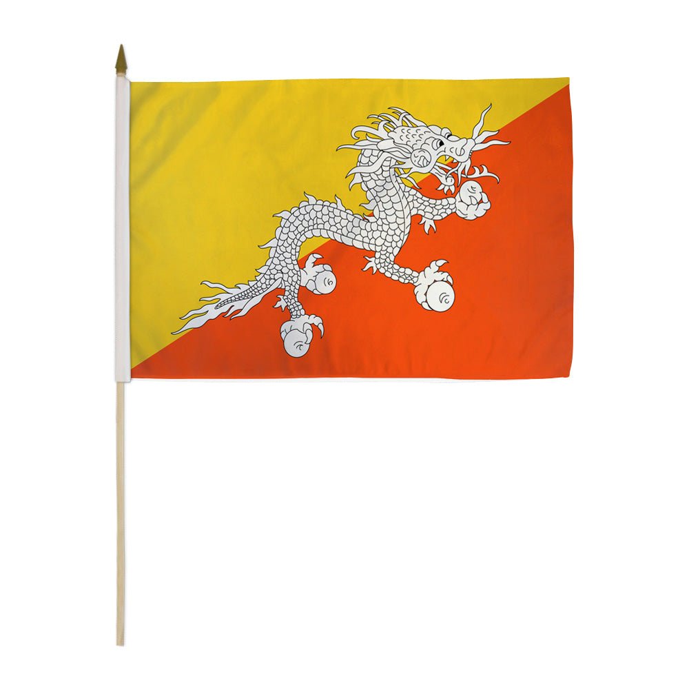 Bhutan 12x18in Stick Flag - Flags Importer