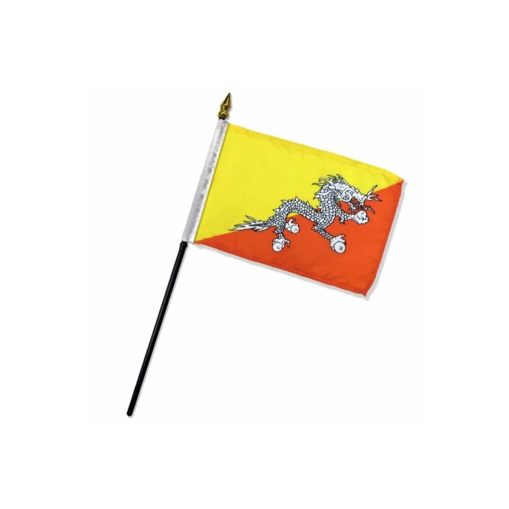 Bhutan 4x6in Stick Flag - Flags Importer