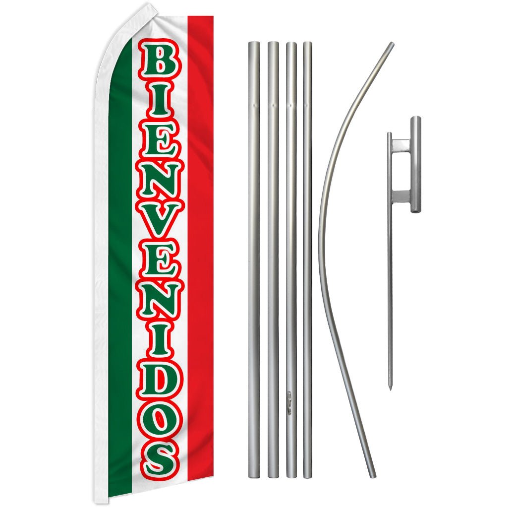 Bienvenidos (Red & Green) Super Flag & Pole Kit - Flags Importer