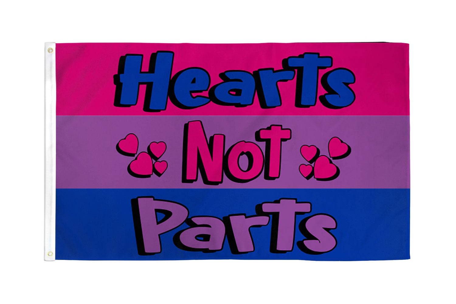 Bisexual (Hearts Not Parts) Flag 3x5ft Poly - Flags Importer