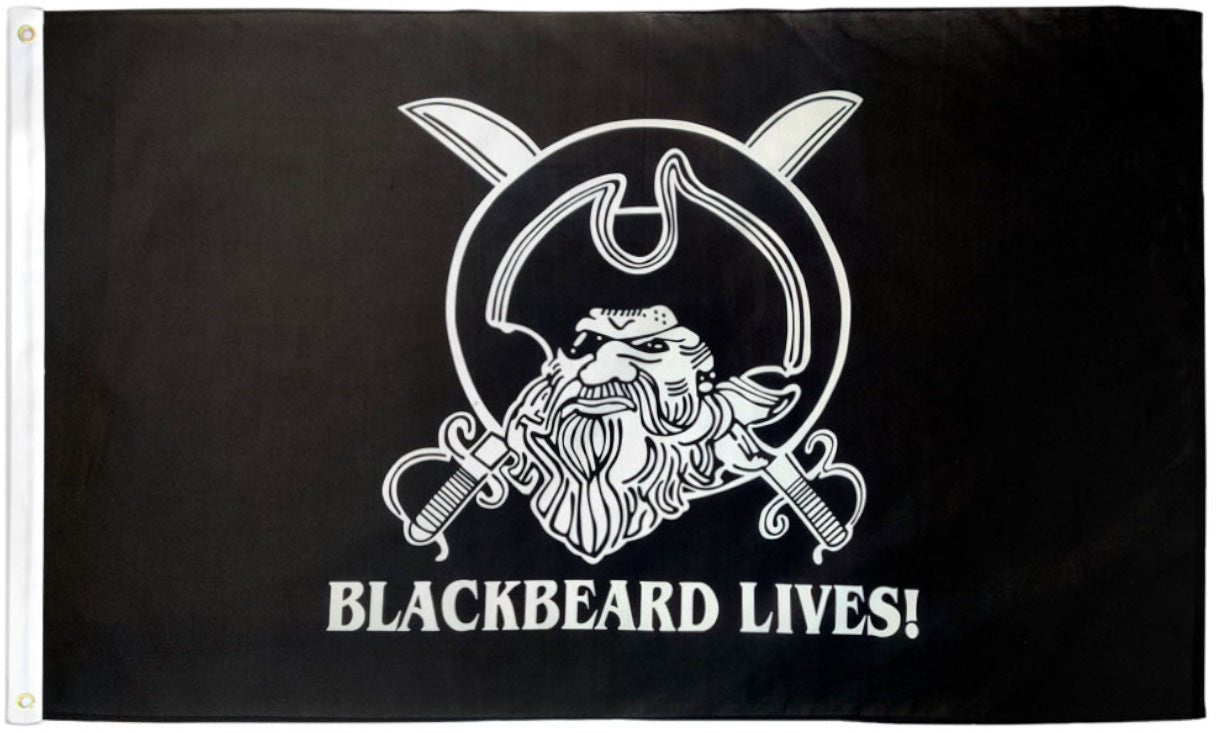 Black Beard Lives Pirate Flag 3x5ft Poly - Flags Importer