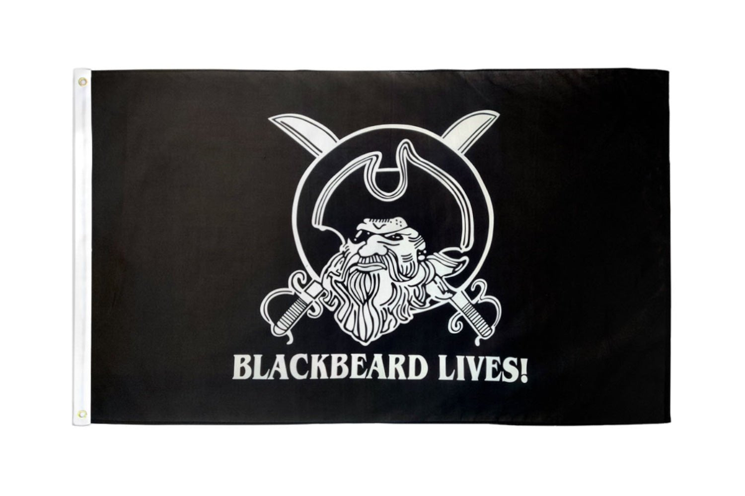 Black Beard Lives Pirate Flag 3x5ft Poly - Flags Importer