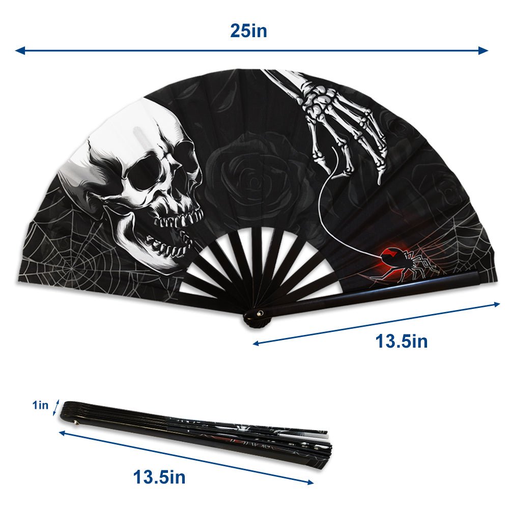 Black Rose X - Large Hand Fan - Flags Importer