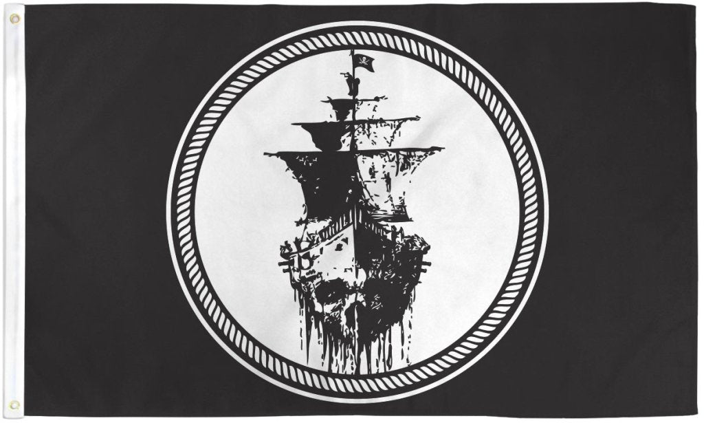 Black Sea Pirate Flag 3x5ft Poly - Flags Importer