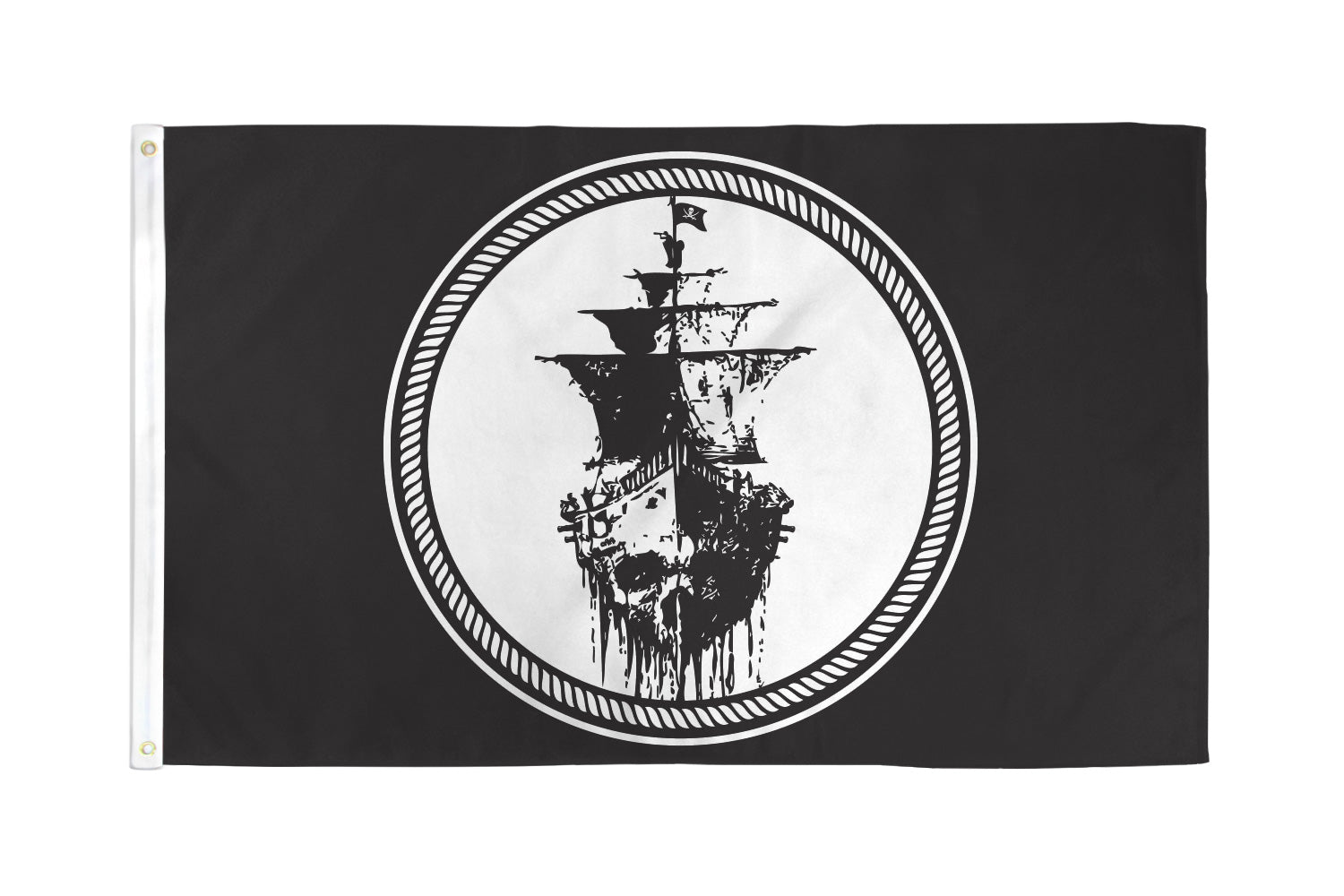 Black Sea Pirate Flag 3x5ft Poly - Flags Importer