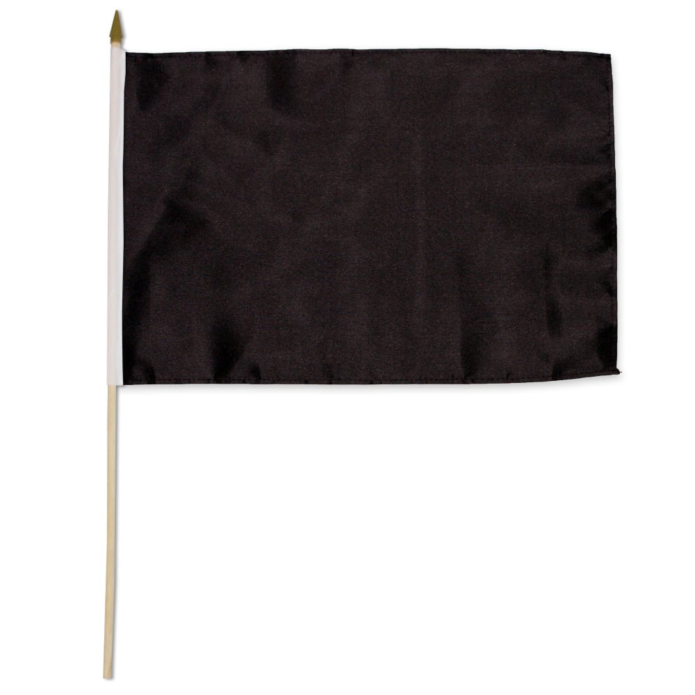 Black Solid Color 12x18in Stick Flag - Flags Importer