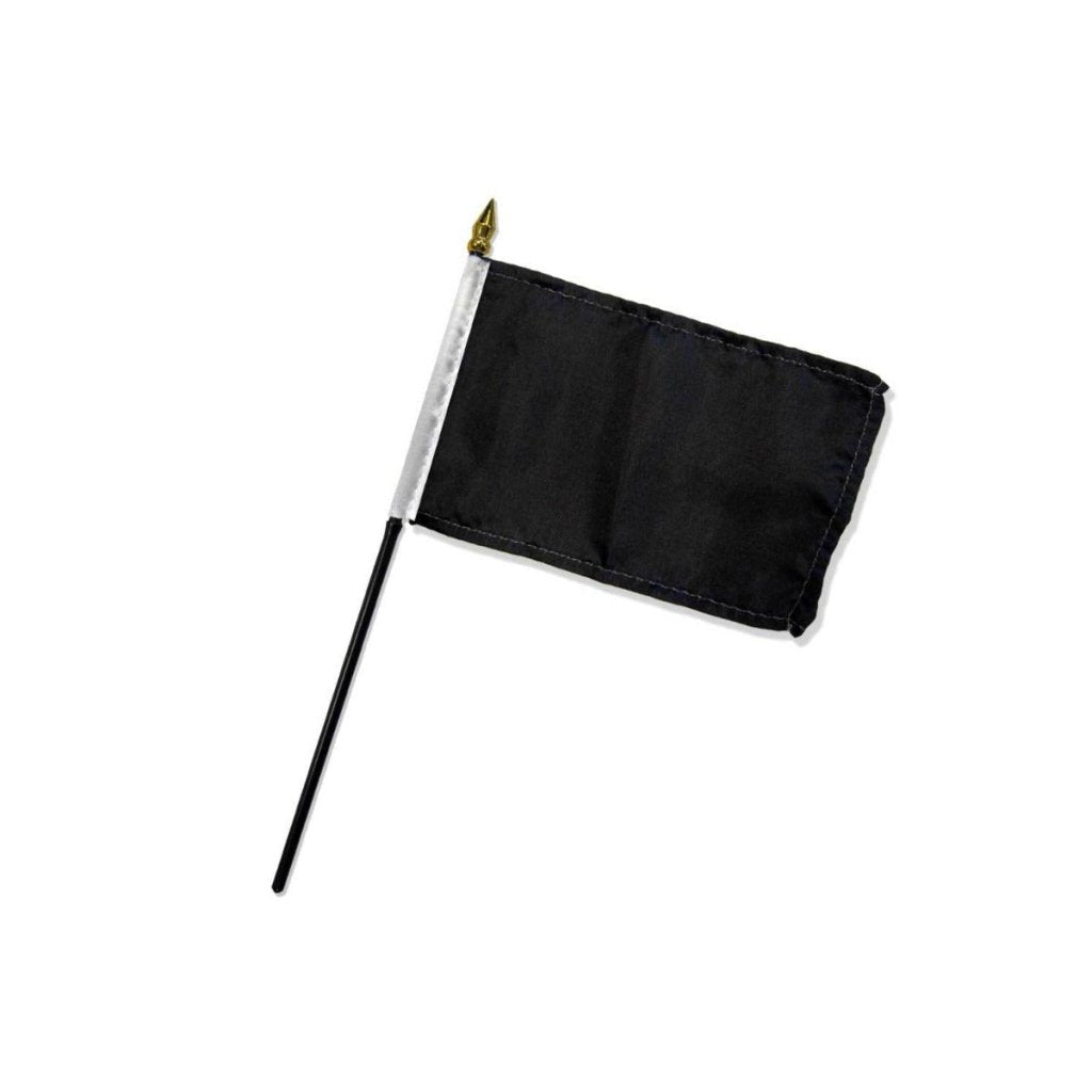 Black Solid Color 4x6in Stick Flag - Flags Importer