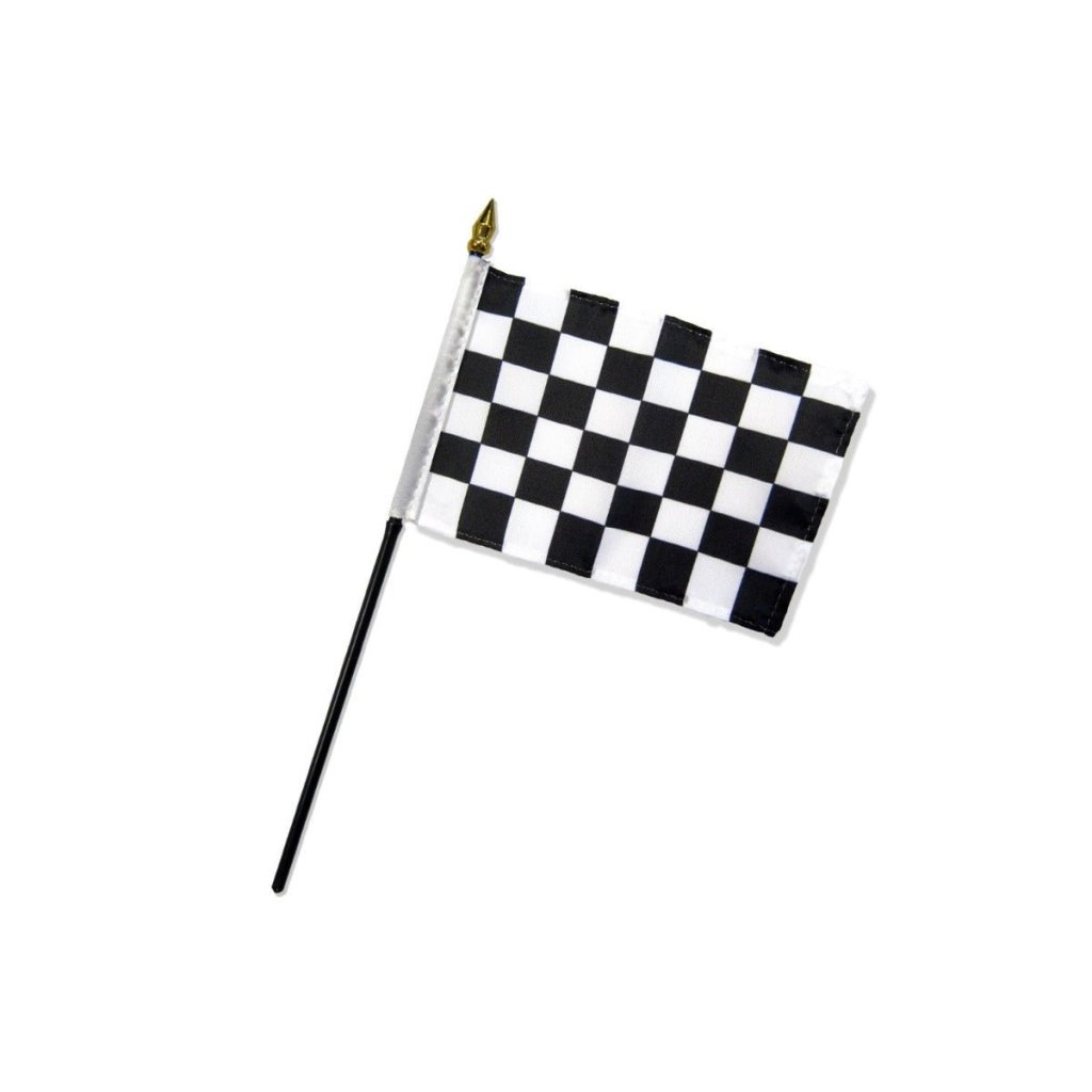 Black & White Checkered 4x6in Stick Flag - Flags Importer