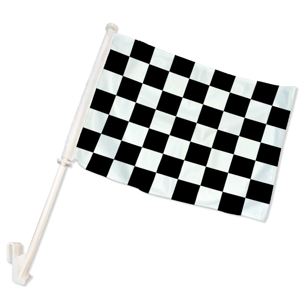 Black & White Checkered Double - Sided Car Flag - Flags Importer