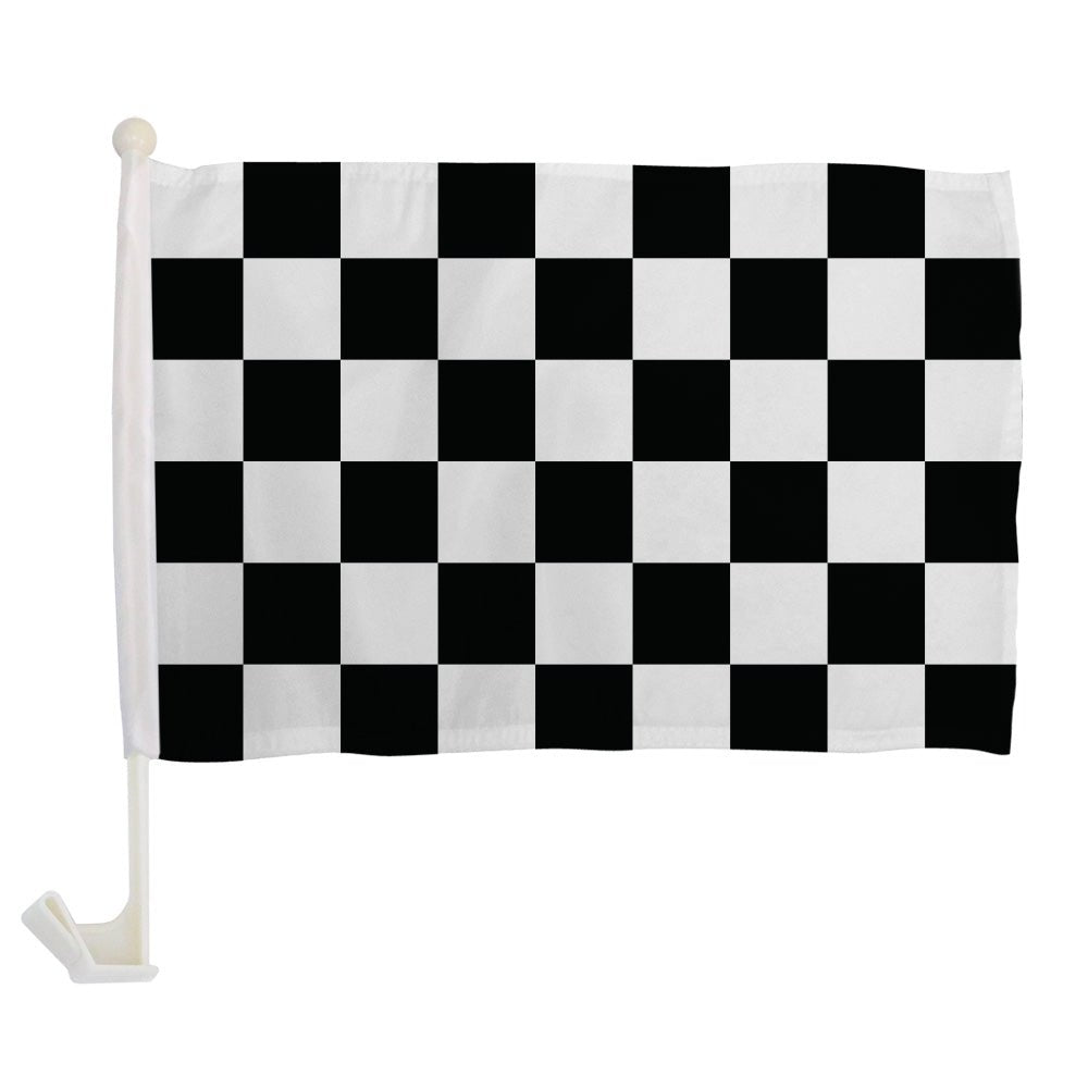 Black & White Checkered Single - Sided Car Flag - Flags Importer