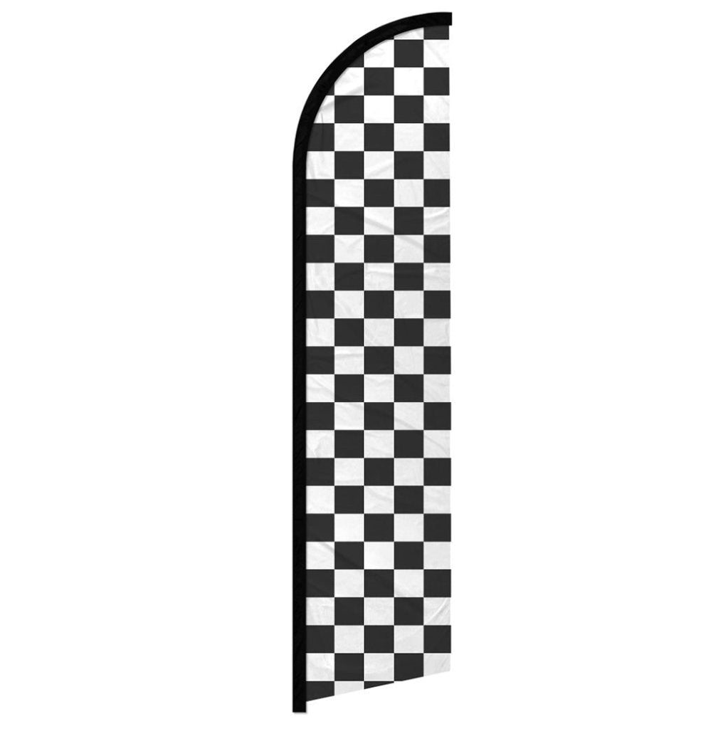 Black & White Checkered Windless Banner Flag - Flags Importer