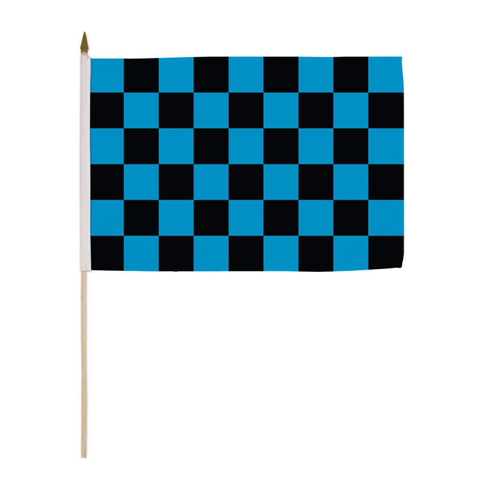 Blue & Black Checkered 12x18in Stick Flag - Flags Importer