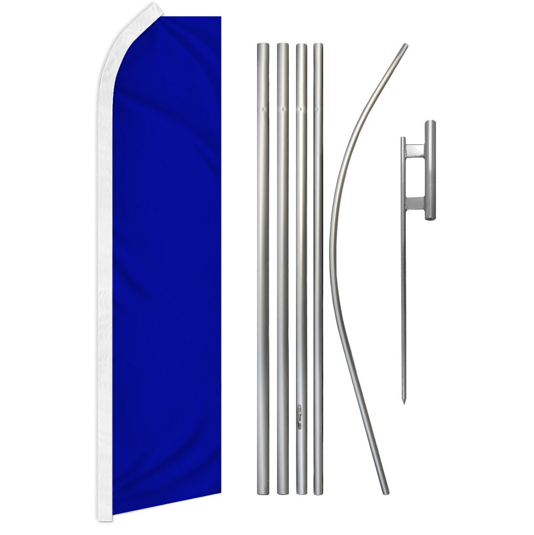 Blue Solid Color Super Flag & Pole Kit - Flags Importer