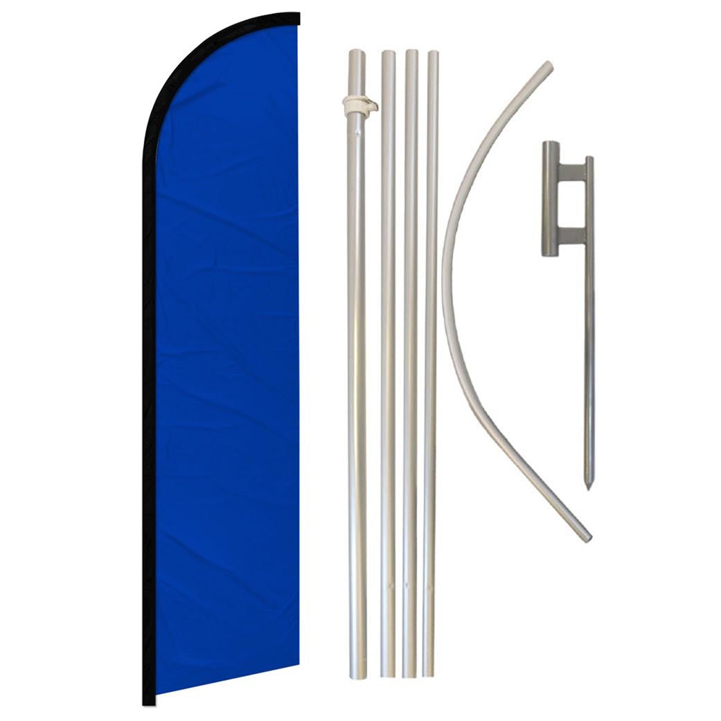 Blue Solid Color Windless Banner Flag & Pole Kit - Flags Importer