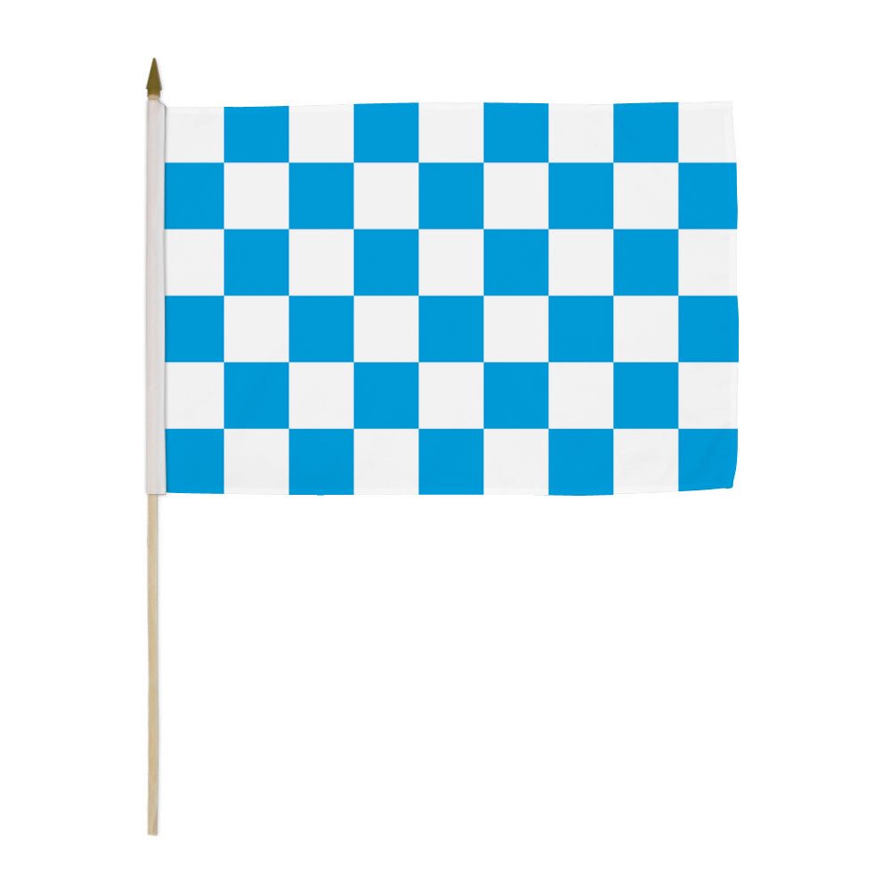 Blue & White Checkered 12x18in Stick Flag - Flags Importer