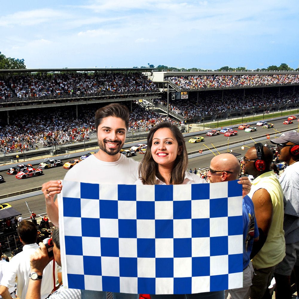 Blue & White Checkered Flag 2x3ft Poly - Flags Importer