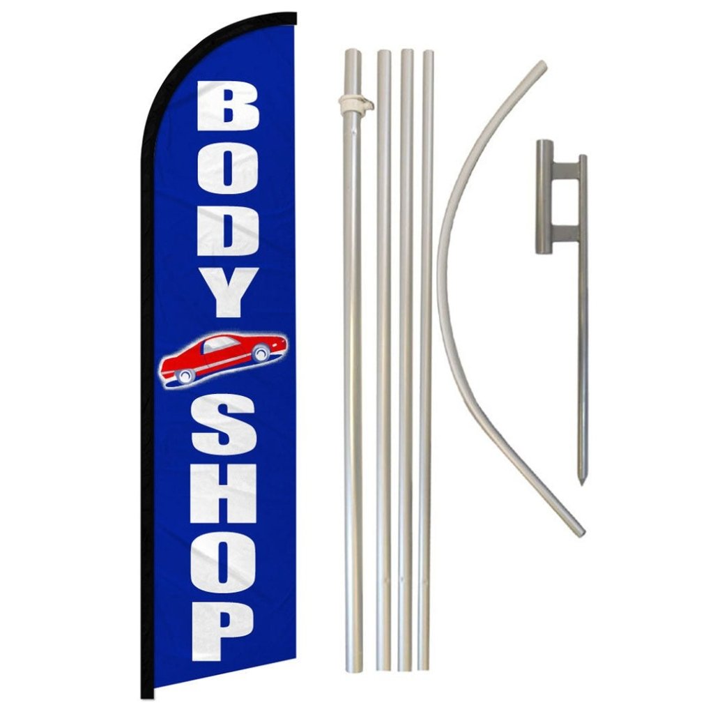 Body Shop Windless Banner Flag & Pole Kit - Flags Importer