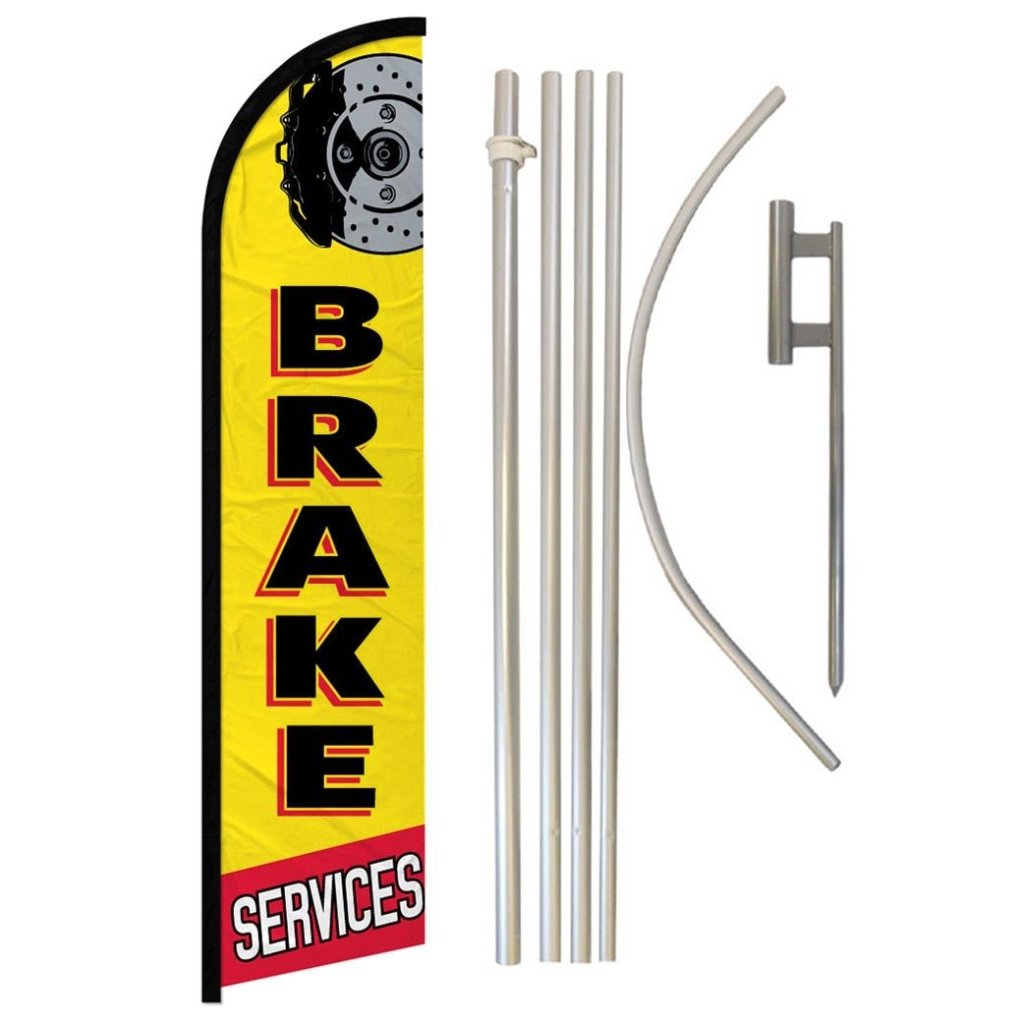 Brake Services Windless Banner Flag & Pole Kit - Flags Importer