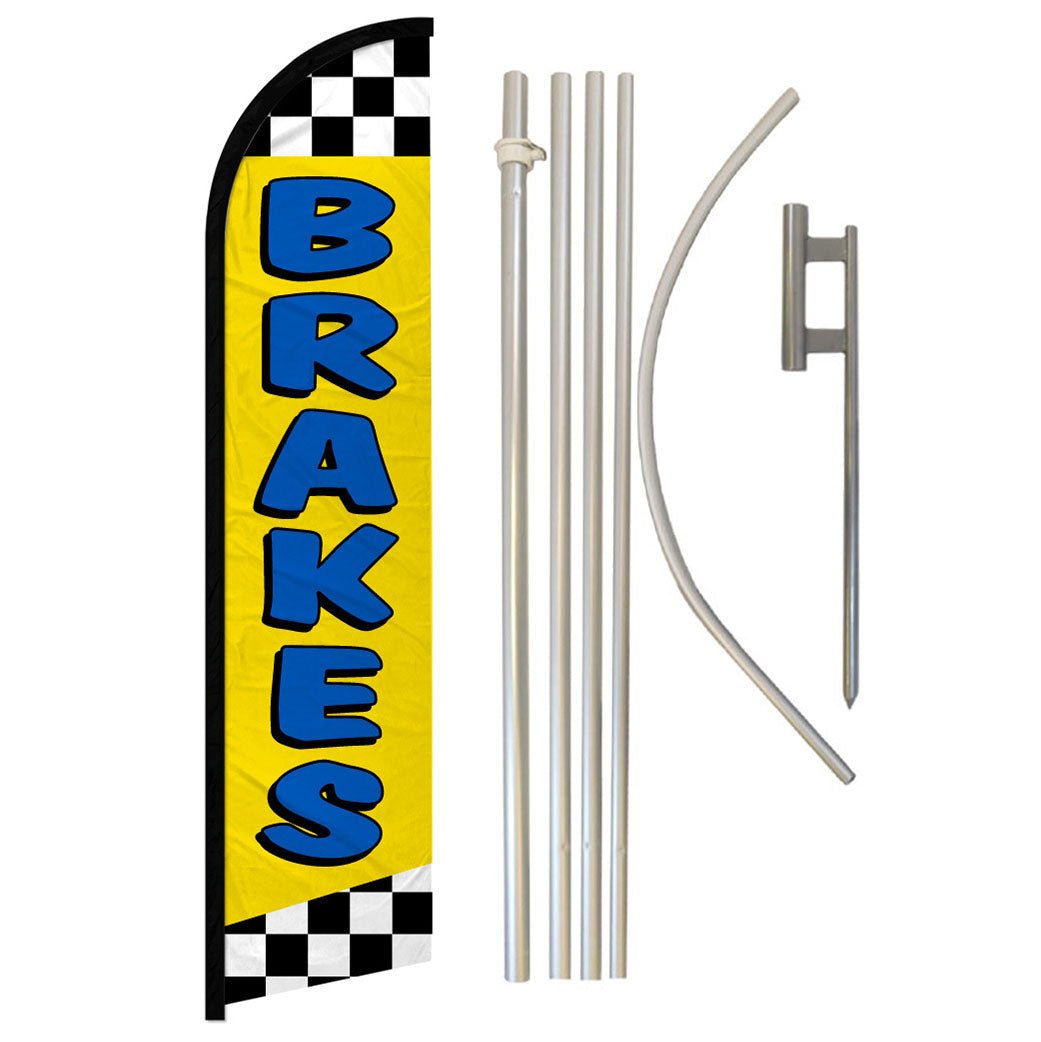 Brakes (Yellow) Windless Banner Flag & Pole Kit - Flags Importer