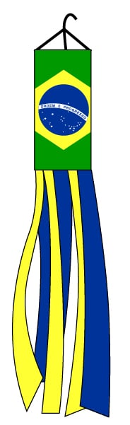 Brazil Super Shiny Poly 5ft Windsock - Flags Importer