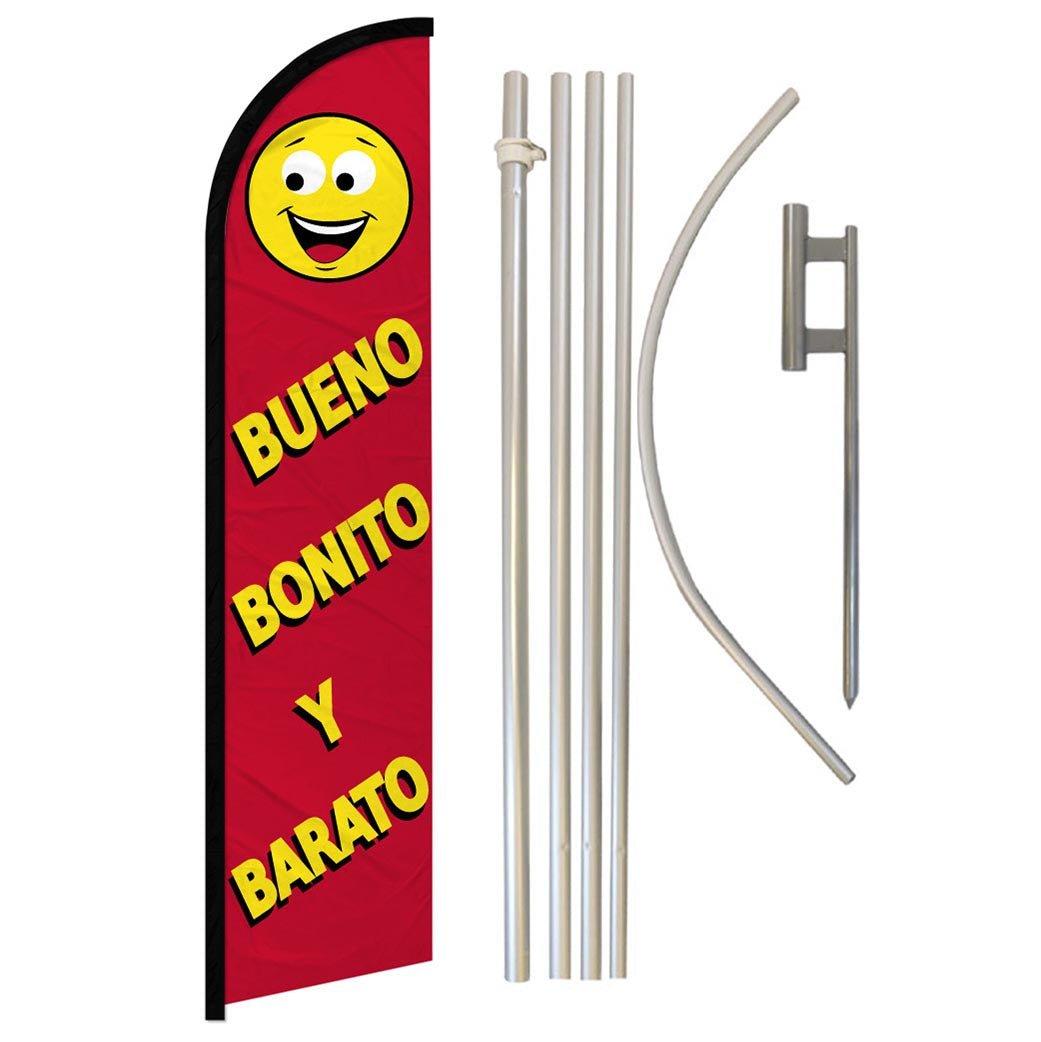 Bueno Bonito Y Barato Windless Banner Flag & Pole Kit - Flags Importer