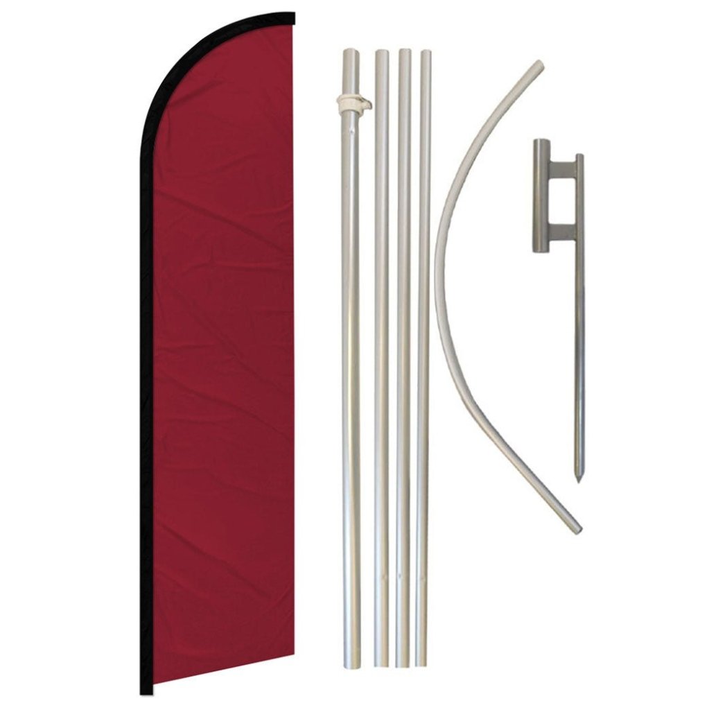 Burgundy Solid Color Windless Banner Flag & Pole Kit - Flags Importer