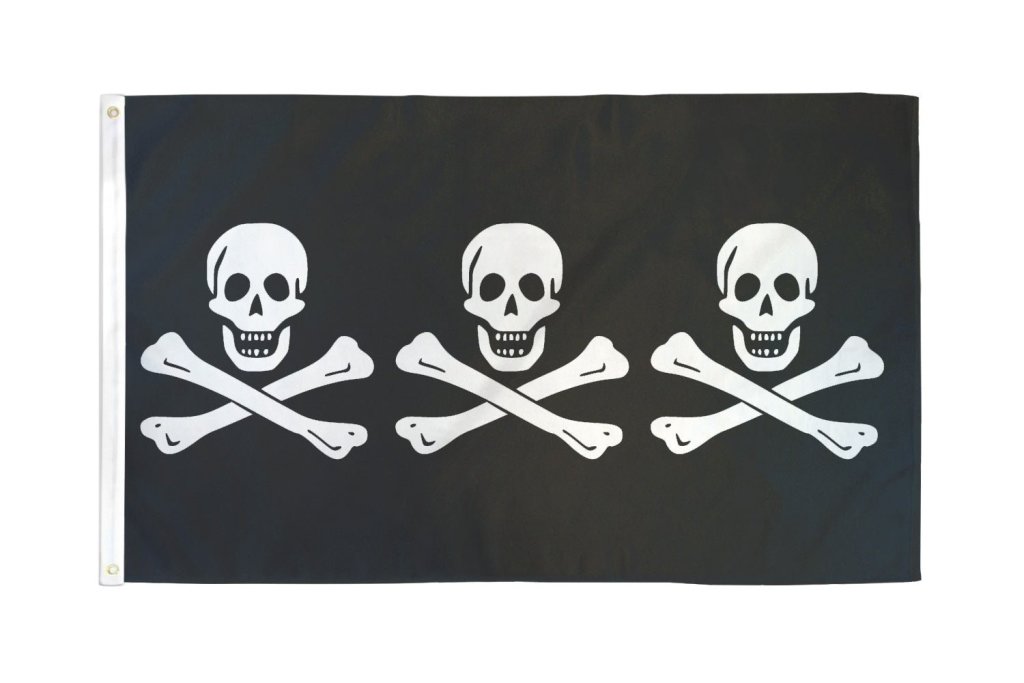 C Condent 3 Skulls Pirate Flag 3x5ft Poly - Flags Importer