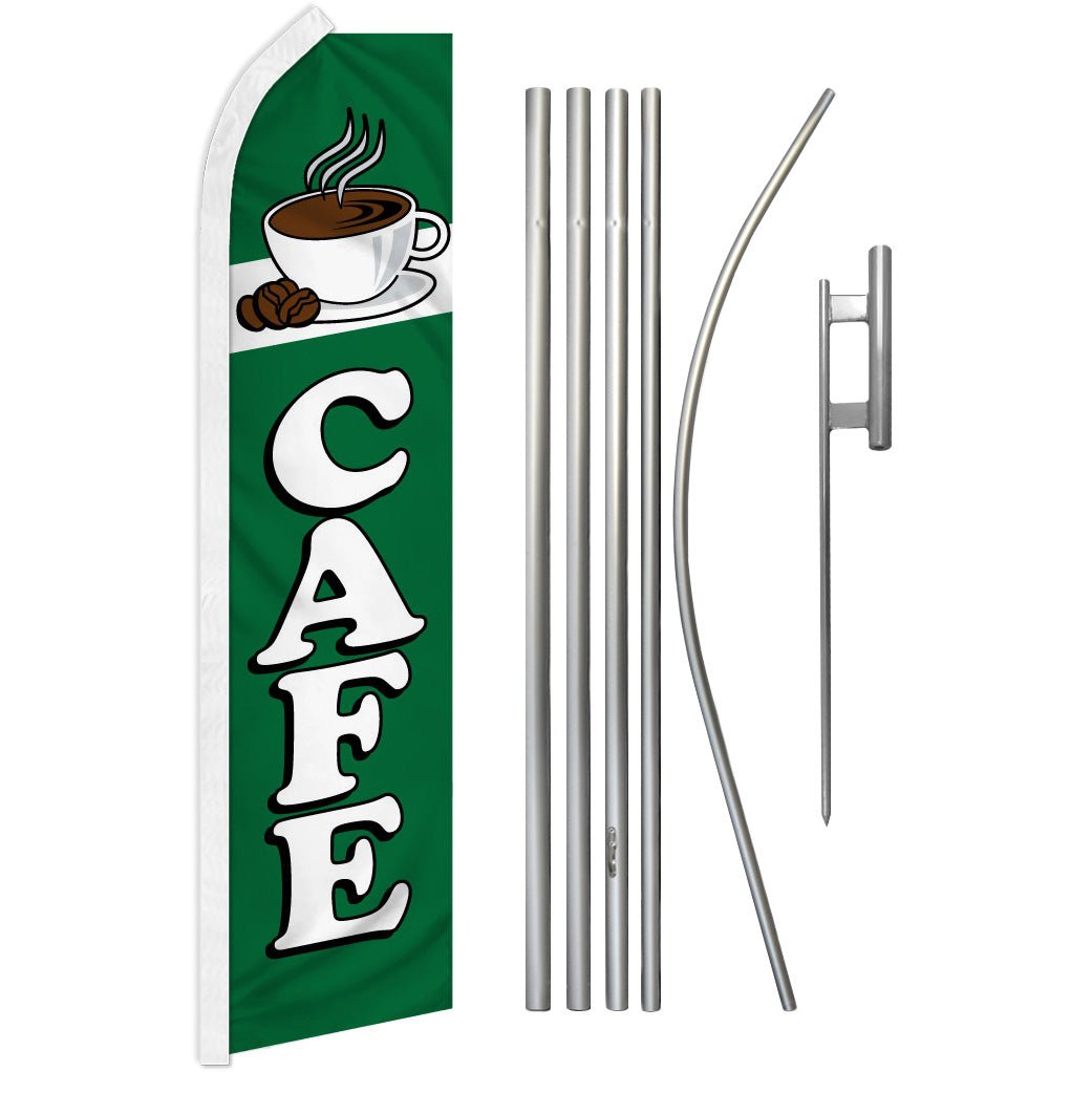 Cafe (Green) Super Flag & Pole Kit - Flags Importer