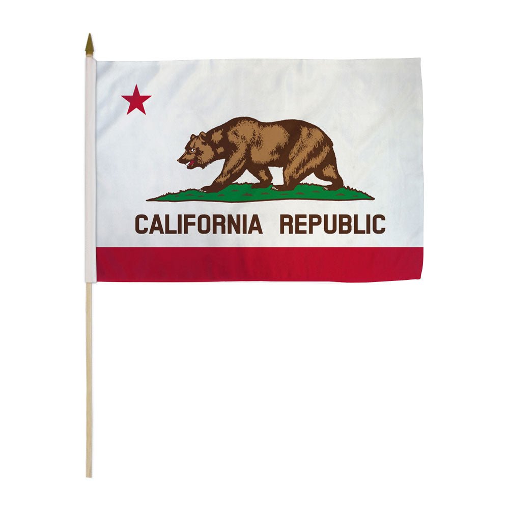 California 12x18in Stick Flag - Flags Importer