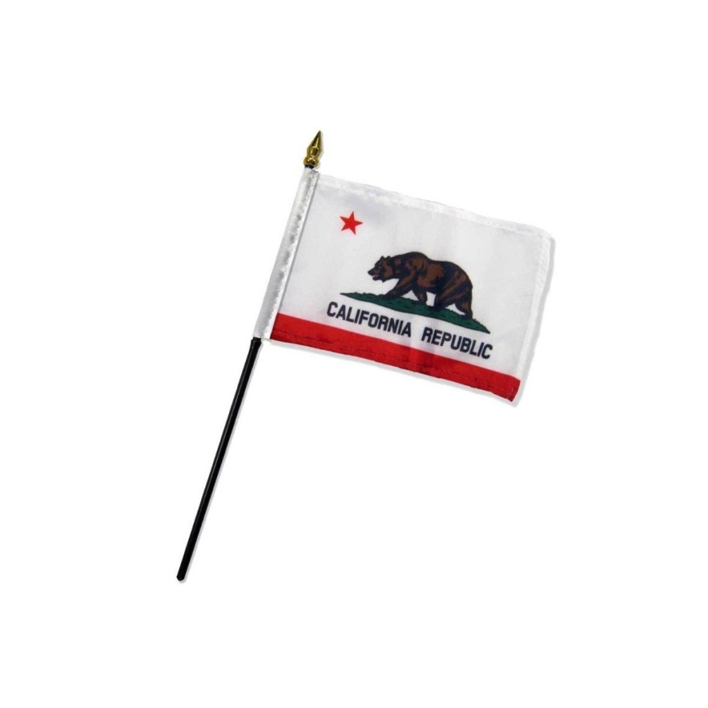 California 4x6in Stick Flag - Flags Importer